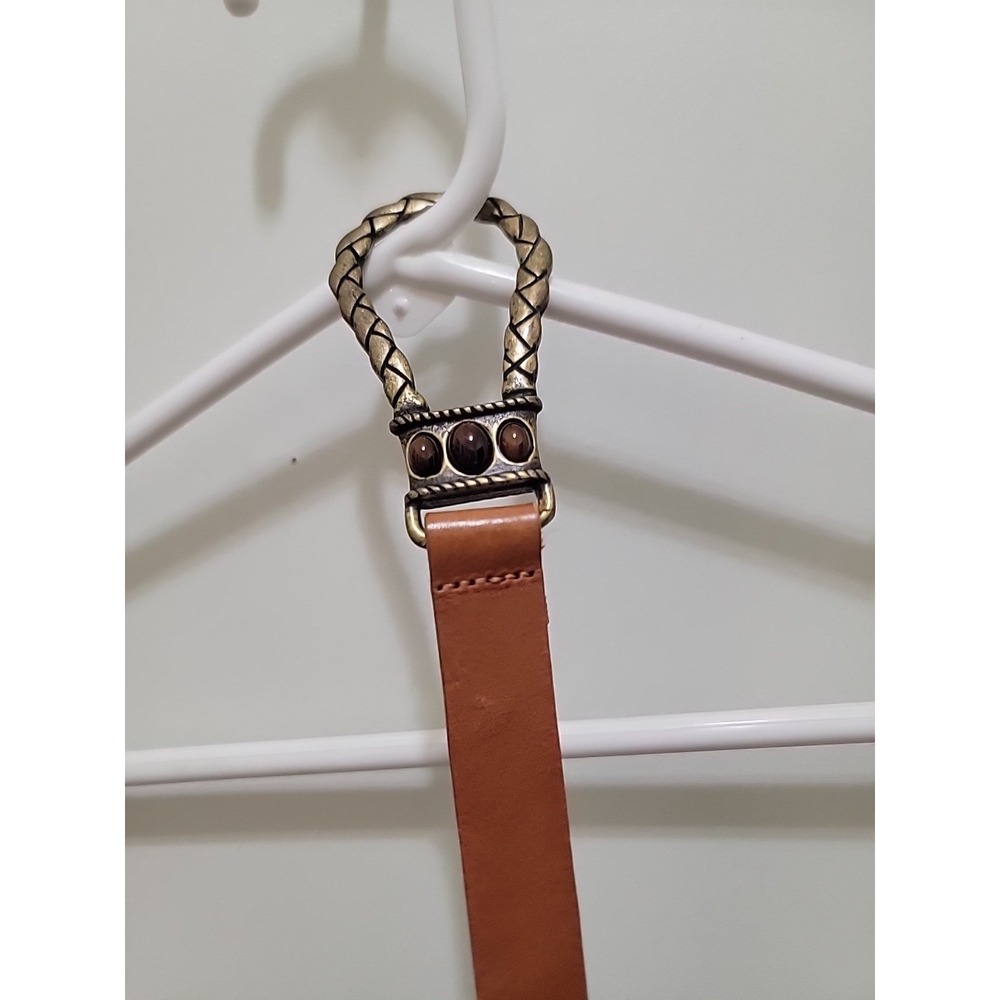 Chico's Adjustable Slide Genuine Leather Belt Women's Sz S/M Brown 25925 Max 36"